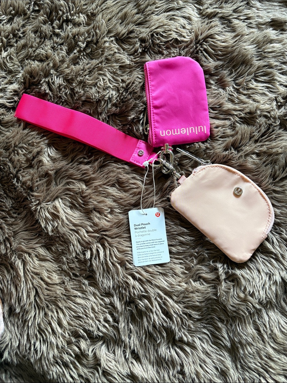 Lululemon Dual Pouch Wristlet in Hot Pink & Blush